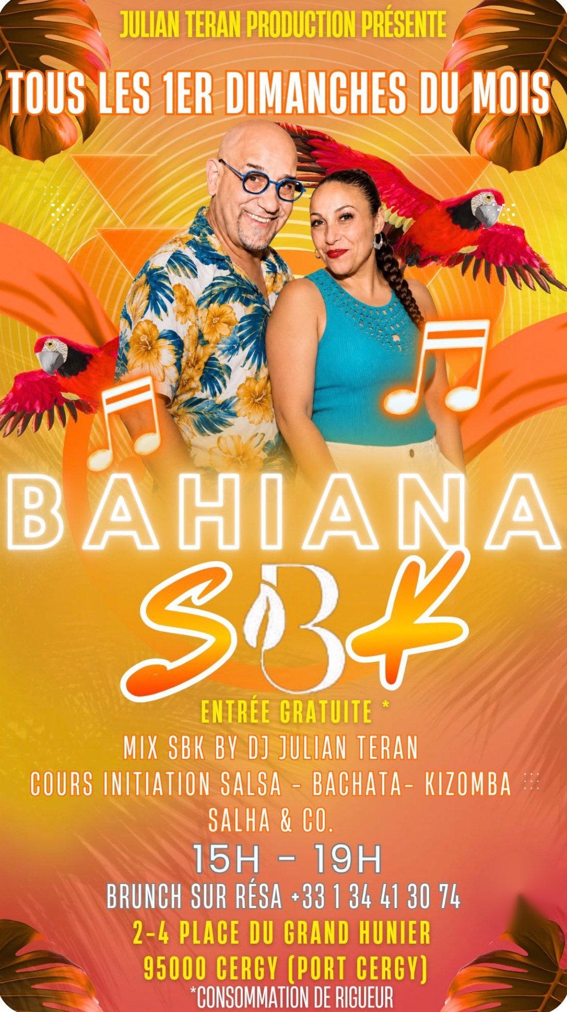 Flyer La Bahiana SBK, tous les 1ers dimanches du mois à Port Cergy
